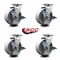 Service Caster 5'' Semi Steel Cast Iron Swivel Caster Set with Bronze Bearings and Brake, 4PK SCC-20S520-SSBZ-TLB-4 - alternate 5